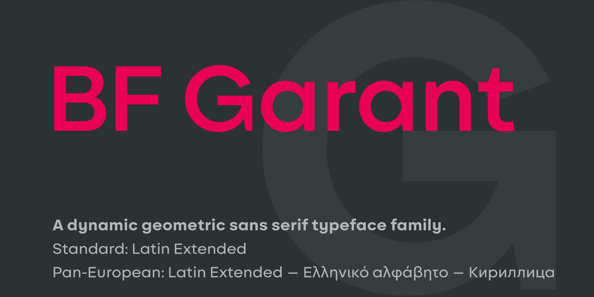 BF Garant Pro – Latin Extended, Cyrillic, Greek
