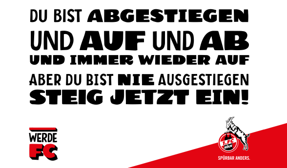 Lively typeface "Effzeh" for 1. FC Köln, used for campaigns